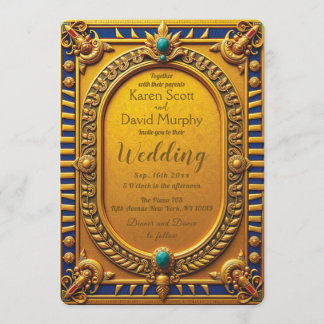 Convites Ancient Egyptian Gold Wedding Invitation