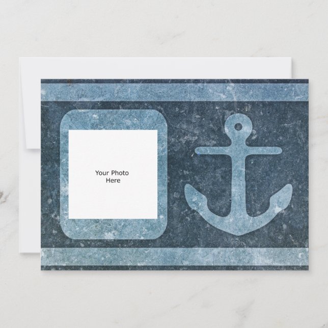 Convites Âncora Azul Adicionar Texto/Foto (Frente)