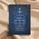 Convites Âncora azul e prata do Marinho 50º Festa de aniver<br><div class="desc">Convites de aniversário Azuis e Prateados Marinhos náuticos Anchor 50.</div>