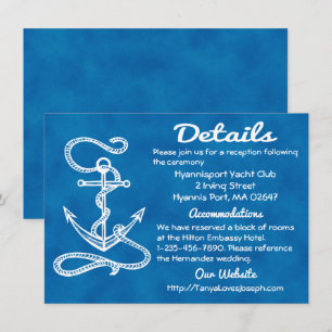 Convites Âncora de Navio Náutico Casamento Aquarela Azul