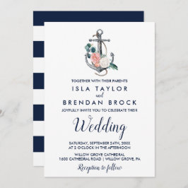 Convites Âncora Floral | Casamento de Verão