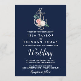 Convites Âncora Floral | Casamento de Verão Marinho