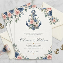 Âncora Floral Náutica Aquarela Casamento
