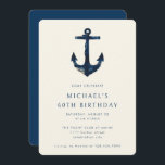 Convites Âncora Náutica Azul Marinho 60.a Festa de aniversá<br><div class="desc">60.a Festa de aniversário,  Convite para Âncora Náutica Azul Marinho Elegante Moderno</div>