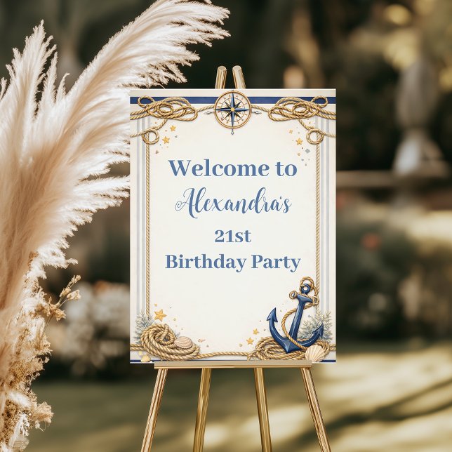 Convites Âncora Náutica Bússola Aniversário (Criador carregado)
