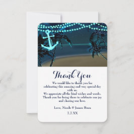Convites Âncora & Palmeiras Praia Noite Casamento Obrigado
