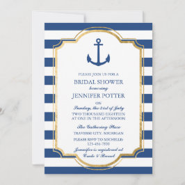 Convites Ancorado no Chá de panela de Stripe Náutica do Lov