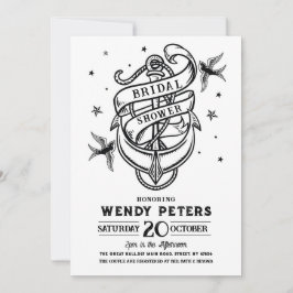 Convites Ancoragem de tatuagem tradicional de parte chá de 