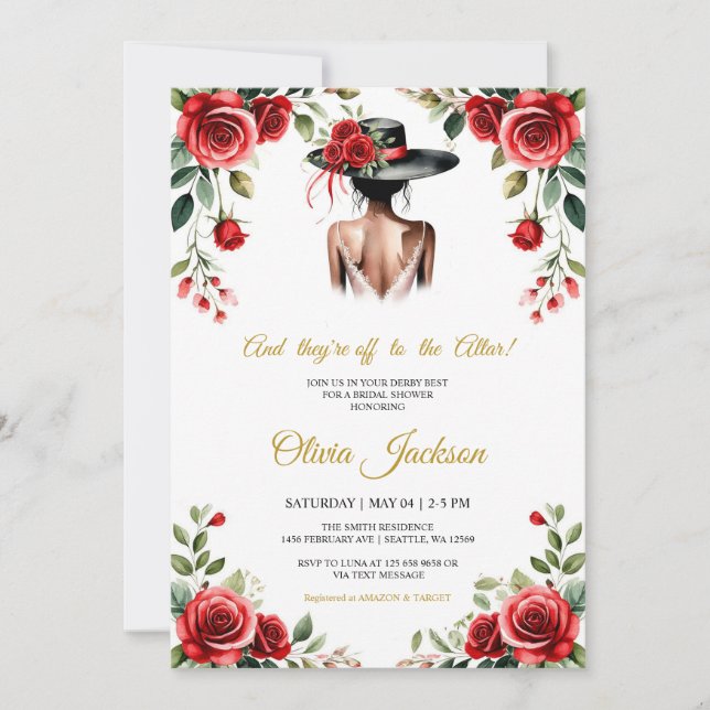 Convites And They’re Off to the Altar! Derby Theme  (Frente)