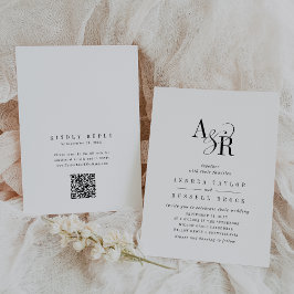 Convites ANDREA Código QR Clássico Elegante Chique Casament