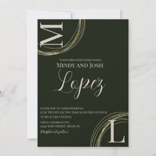 Convites Anéis Abstratos Rótulo Monogramado Casamento