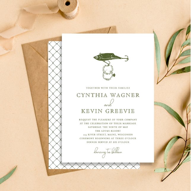 Convites Anéis de anzol de pesca ao ar livre russo verde (Criador carregado)