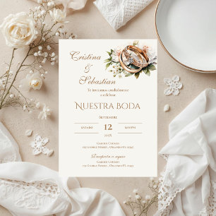 Convites Anéis de casamento boho em espanhol