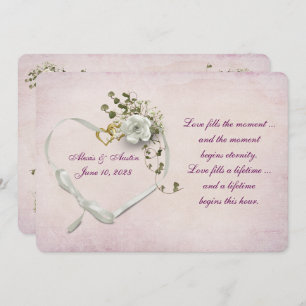 Convites Anéis de casamento e fita de coração