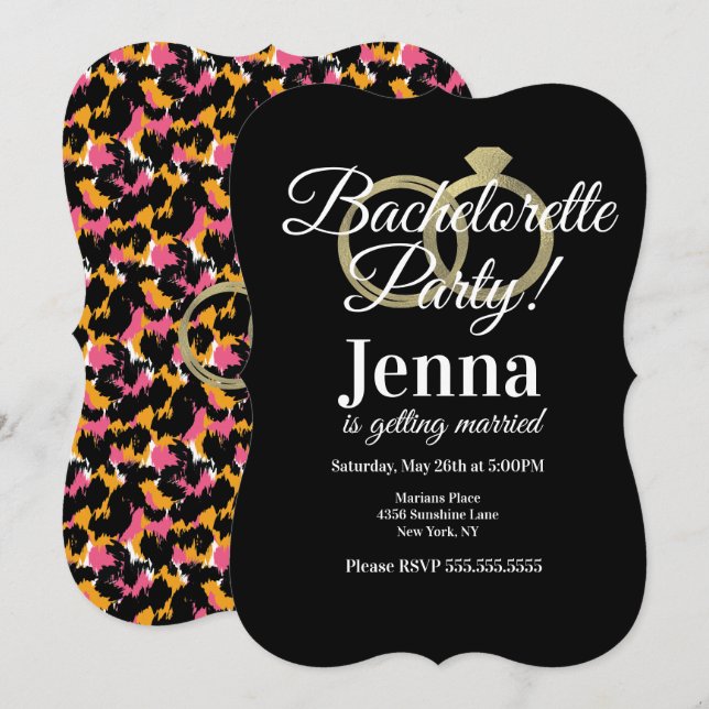 Convites Anéis de Folha para Despedida de Solteira Festa de (Frente/Verso)