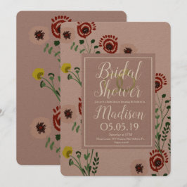 Convites Anéis de Folha Vintage com Flores Embutidas para C