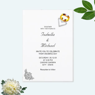 Convites Anéis de Ouro em Casamento Preto e Branco
