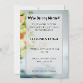 Convites Anéis de Ouro Modernos & Bordas Florais para Noiva