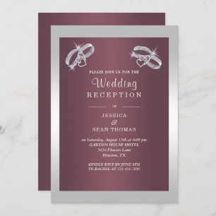 Convites Anéis de prata cintilante e Recepção de casamento