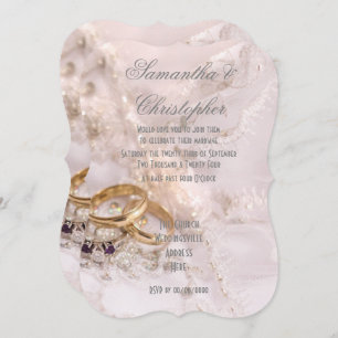 Convites Anéis Dourados no casamento do vestido das noivas