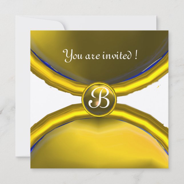 Convites ANÉIS MÁGICOS, MONOGRAMA  gema ouro amarelo (Frente)