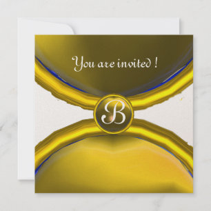 Convites ANÉIS MÁGICOS, MONOGRAMA gema ouro amarelo