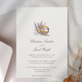 Convites Anéis Minimalistas Floral Roxo Lavanda Casamento