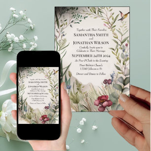Convites Anel BOHO de Flores e Branches