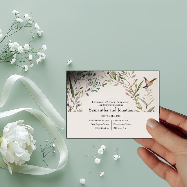 Convites Anel BOHO de Flores e Ramos de Ensaio de Casamento (Criador carregado)