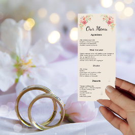 Convites Anel de Aquarela das Flores na Placa de Menu bege