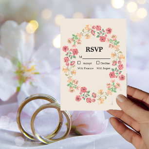 Convites Anel de Aquarela das Flores na Placa RSVP bege