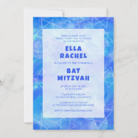 Anel de Aquarela Estrelas Bar Azul Bat Mitzvah