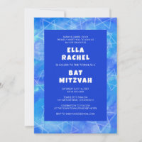 Anel de Aquarela Estrelas Bar Azul Bat Mitzvah