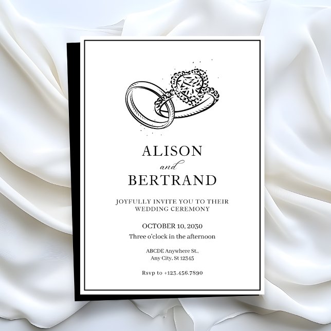 Convites Anel de casamento de casal simples moderno e elega (Criador carregado)