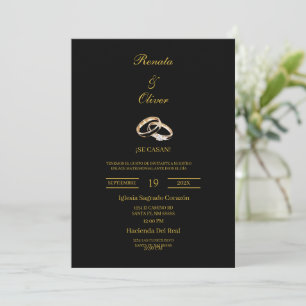 Convites Anel de casamento tema preto Casamento Espanhol