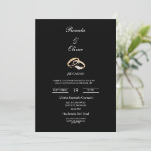 Convites Anel de casamento tema preto Casamento Espanhol