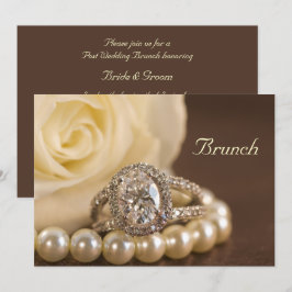 Convites Anel de Diamante Oval Rosa Branca Brunch Pós Casam