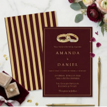 Anel de Noivado Auburn Marrom e Dourado Listras de