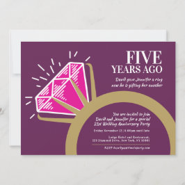 Convites Anel de tourmalina rosa para festa de aniversário 