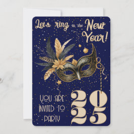 Convites Anel de vamos na festa de Ano Novo Azul Glamoroso