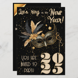 Convites Anel de vamos na festa de Ano Novo Preto Glamoroso