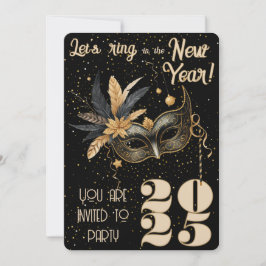 Convites Anel de vamos na festa de Ano Novo Preto Glamoroso