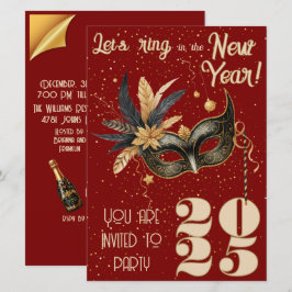 Convites Anel de vamos na festa de Ano Novo Vermelho Glamor