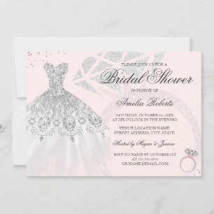 Convites Anel de Vestido Prata Dourado Rosa Brilhante Chuve