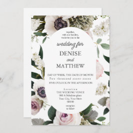 Convites Anêmona Branca no Casamento Branco Brilhante