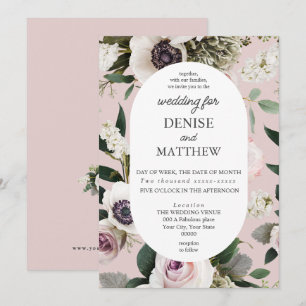 Convites Anêmona Branca no Casamento Mauve Chalk