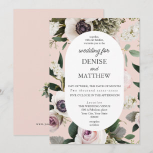 Convites Anêmona Branca no Casamento Rosa Blush