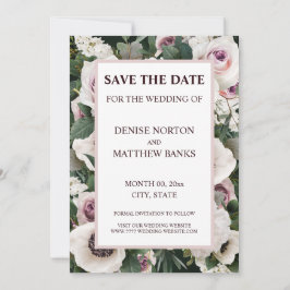 Convites Anêmona Branca no Emerald Green Salvar a Data