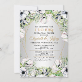 Convites Anêmona branca prateada Eu faço Janto de ensaio de