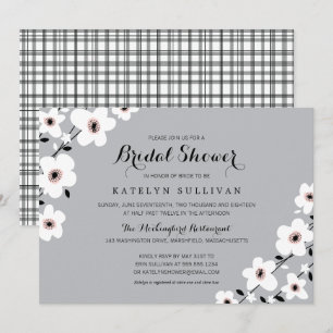 Convites Anêmona Moderna Branca de cinzas   Chá de panela